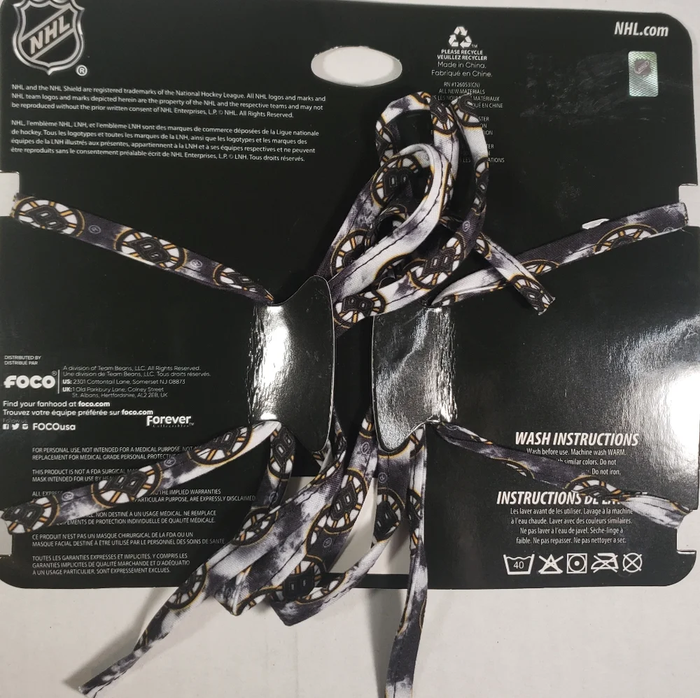NWT Unisex Boston Bruins FOCO Pleated Face Cover